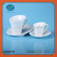 Taza de porcelana blanca y platillo, taza de cerámica personalizada y platillo con logotipo, tazas de té con placa